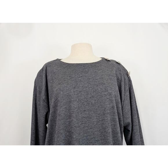 Vintage 90s Top Skirt Set Long Sleeve Midi Gray Women's Size 18 New Deadstock - Picture 3 of 12